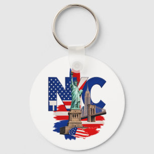 NYC New York City Patriotic Skyline Graphic – Stat Keychain