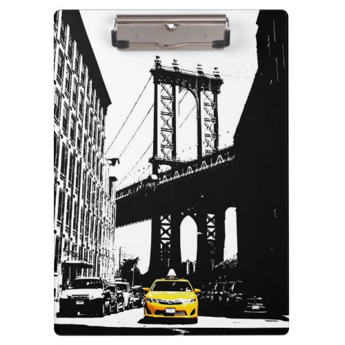 Nyc New York City Pop Art Yellow Taxi Brooklyn Clipboard
