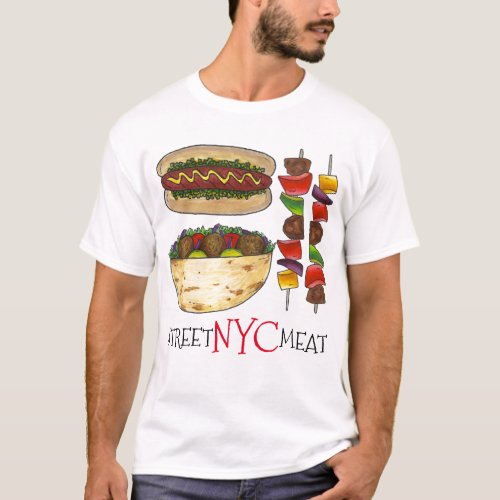 NYC New York City Street Meat Falafel Hot Dog Tote T_Shirt