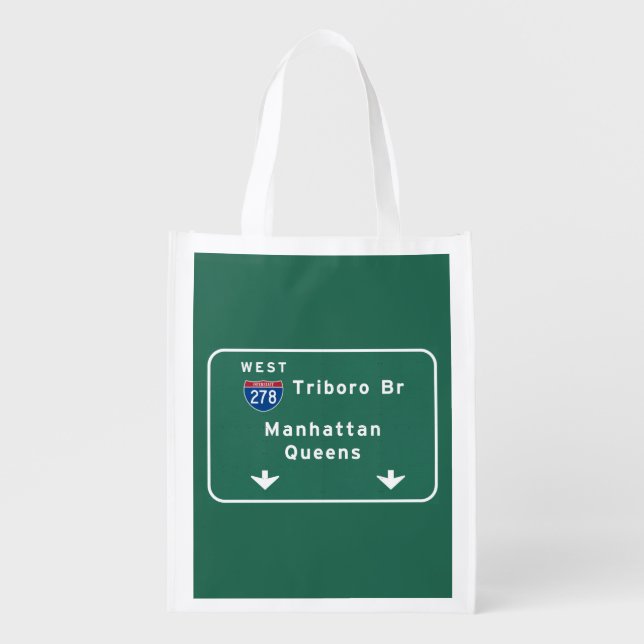 NYC New York City Triboro Br Manhattan Interstate Grocery Bag (Front)