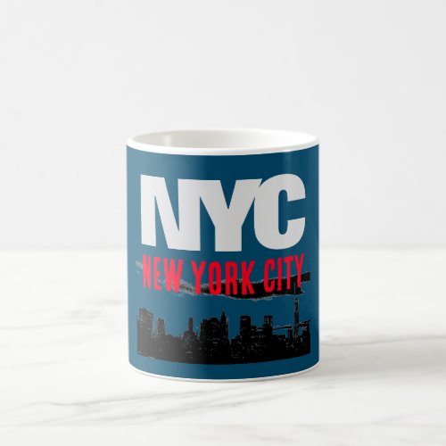NYC New York City USA Retro Vintage Blue Coffee Mug