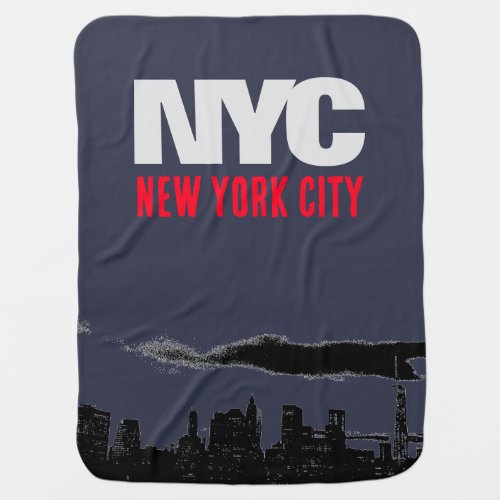 NYC New York City USA Retro Vintage Navy Blue Baby Blanket