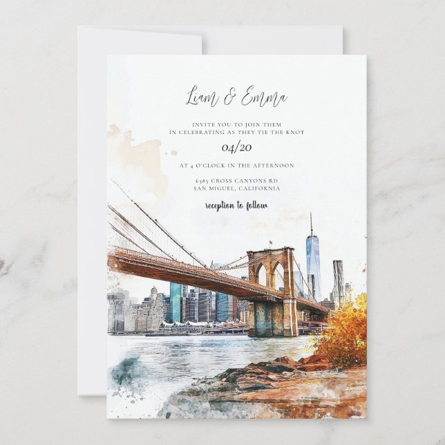 NYC New York City Wedding Stationery Invitation (Front)