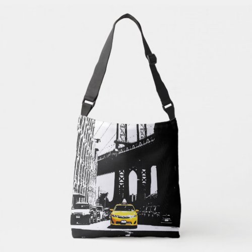 Nyc New York City Yellow Taxi Brooklyn Black Color Crossbody Bag