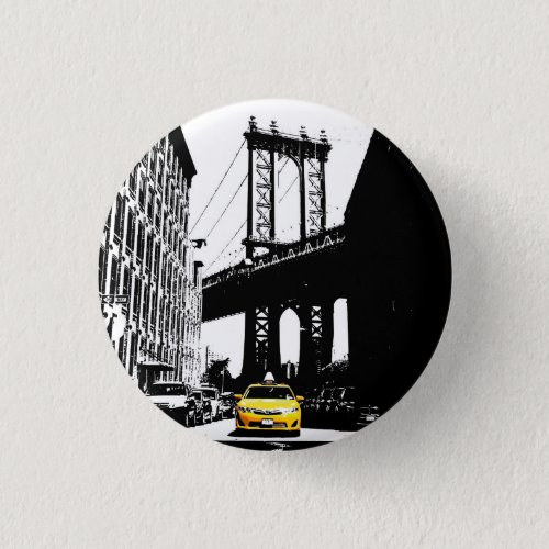 Nyc New York City Yellow Taxi Brooklyn Bridge Button