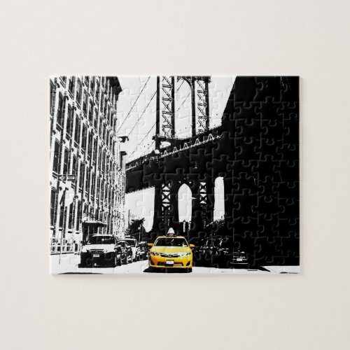Nyc New York City Yellow Taxi Brooklyn Bridge Jigsaw Puzzle