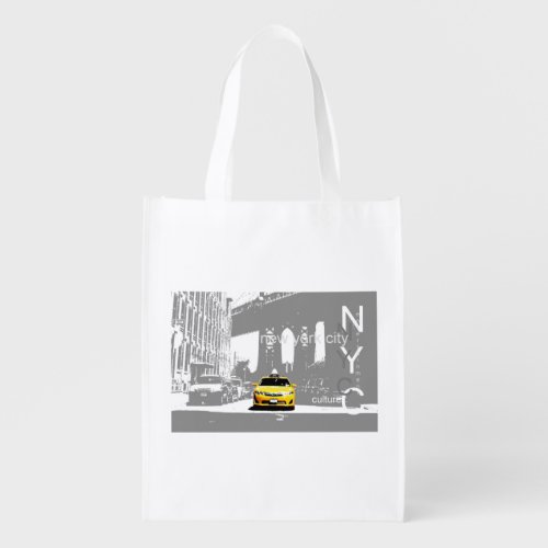 Nyc New York City Yellow Taxi Brooklyn Grocery Bag