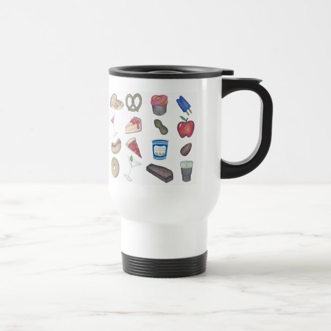 NYC New York Foodie Pizza Bagel Pretzel Cheesecake Travel Mug (Right)