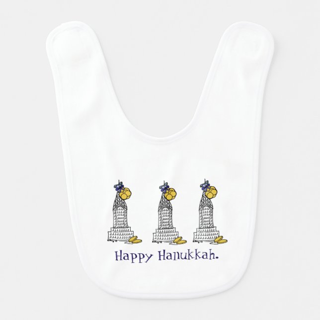 NYC New York Happy Hanukkah Chanukah Gelt Bib (Front)