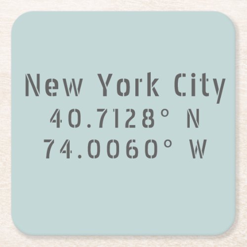 NYC New York Latitude Longitude Square Paper Coaster