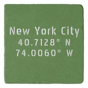 NYC New York Latitude Longitude white Trivet