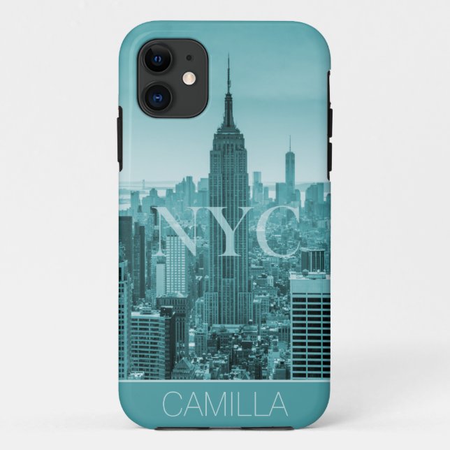 NYC New York Manhattan Empire State skyline custom Case-Mate iPhone Case (Back)