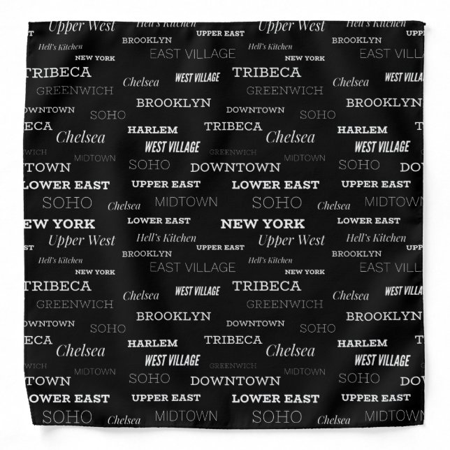 NYC New York Neighborhoods Bandana (Front)
