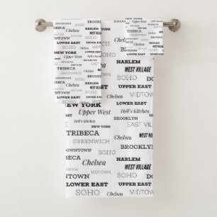 NYC New York Neighborhoods Bath Towel Set