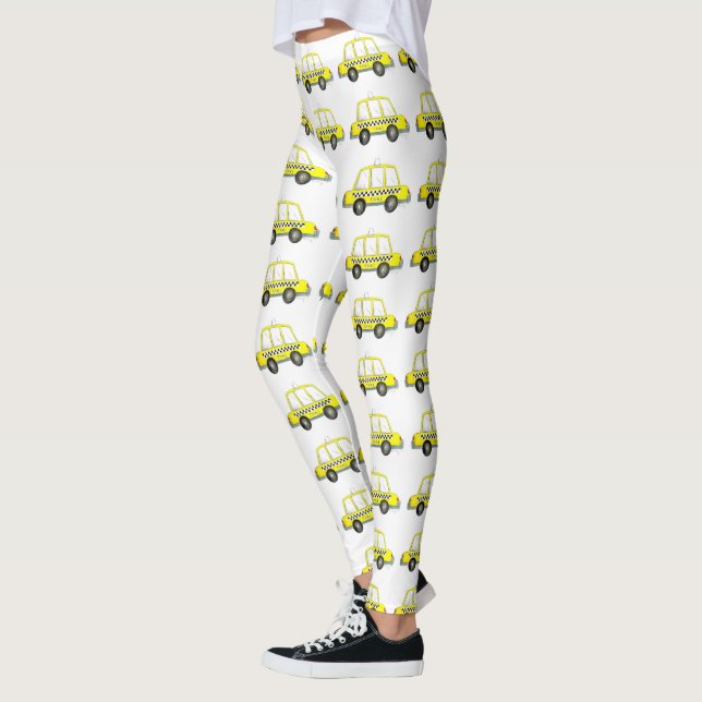 NYC New York Yellow Checkered Taxi Cab Leggings (Left)