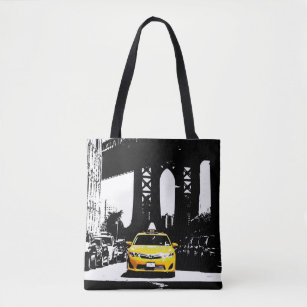 Nyc New York Yellow Taxi Brooklyn Bridge Cute Tote Bag