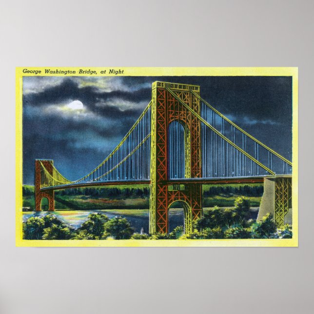 NYC, New YorkGeorge Washington Bridge at Night 2 Poster (Front)