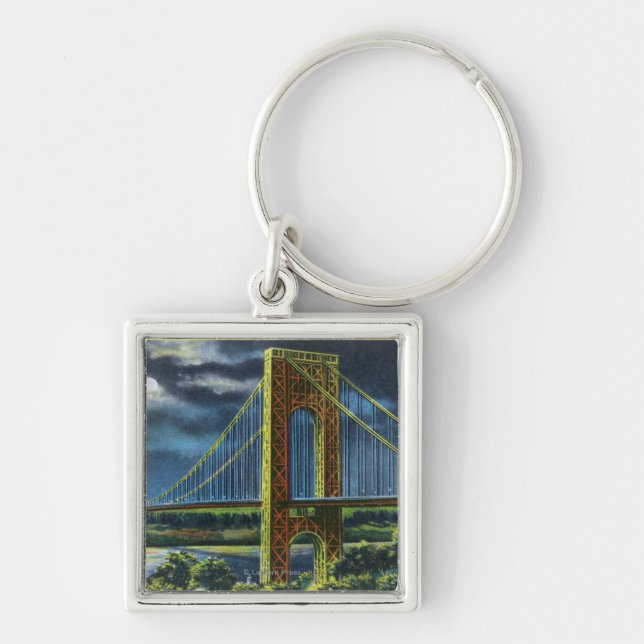 NYC, New YorkGeorge Washington Bridge at Night Keychain (Front)