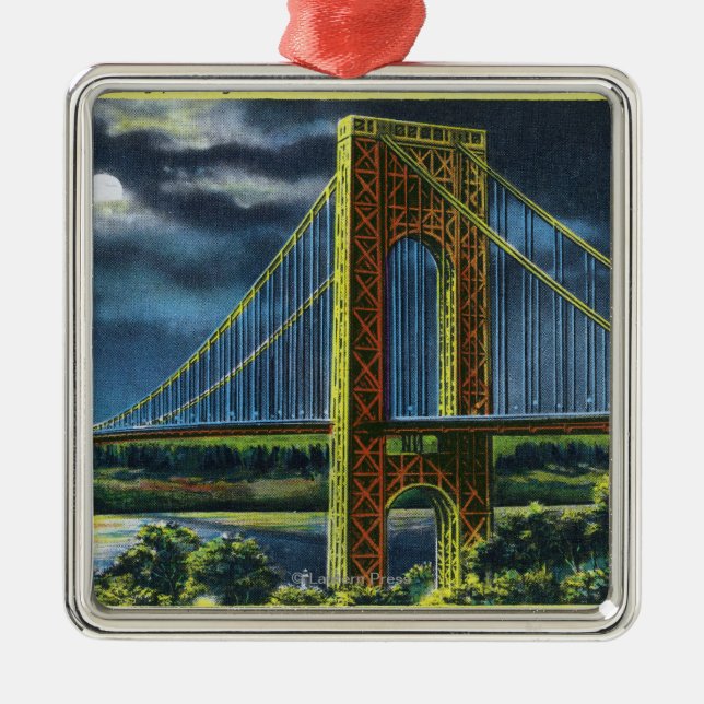 NYC, New YorkGeorge Washington Bridge at Night Metal Ornament (Front)