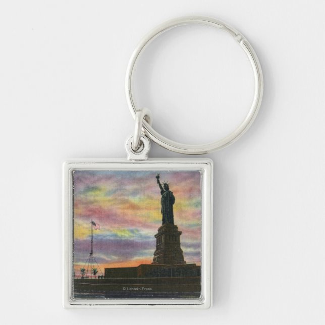 NYC, New YorkSunrise View of Statue of Liberty Keychain (Front)