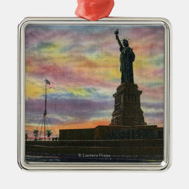 NYC, New YorkSunrise View of Statue of Liberty Metal Ornament (Front)