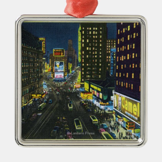 NYC, New YorkView of Times Square at Night # 1 Metal Ornament (Front)
