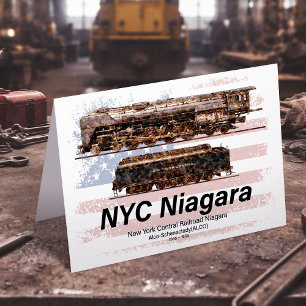 NYC Niagara Steam Locomotive Profile American flag Thank You Card