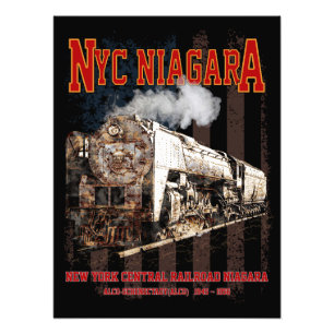 NYC Niagara Steam Locomotive with American flag Photo Print