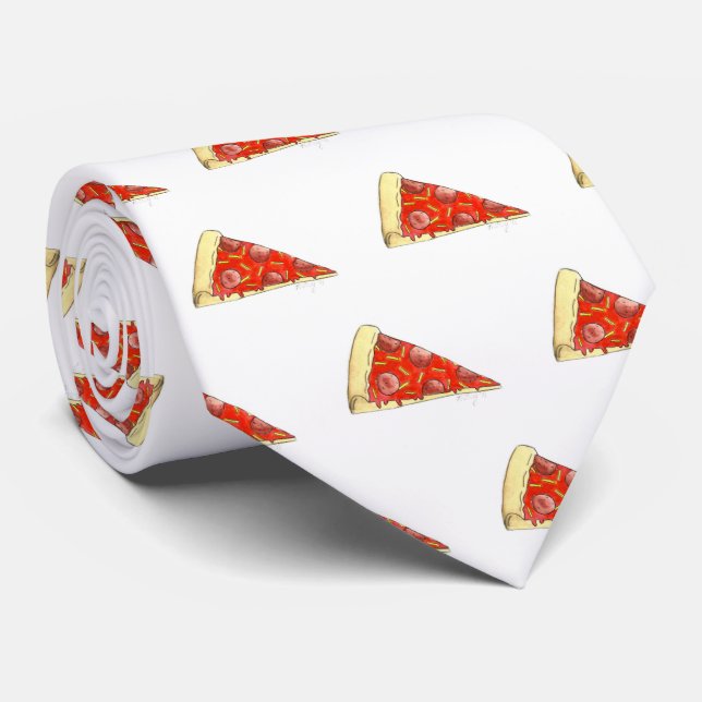 NYC Pepperoni Cheese Pizza Slice Pizzeria Foodie Neck Tie (Rolled)
