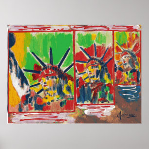 NYC Peter Max style 3 liberties 9-11signed Poster