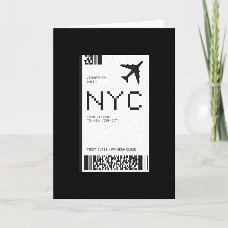 NYC Plane Ticket Card Zazzle