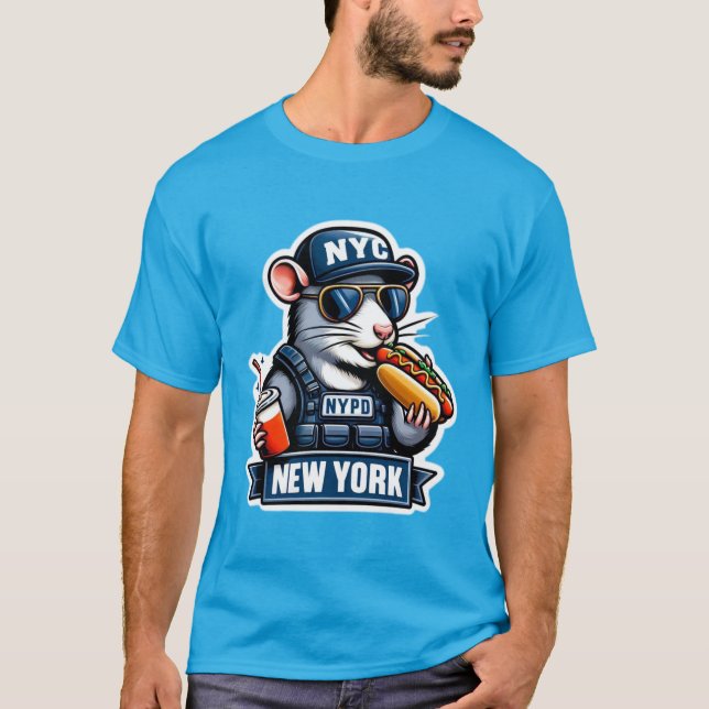 NYC RAT EATING A HOT DOG T-Shirt (Front)