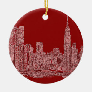 NYC Red graphic Ceramic Ornament