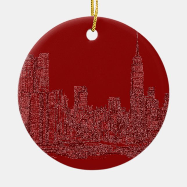 NYC Red graphic Ceramic Ornament (Front)