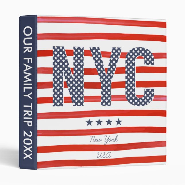 NYC | Red, White & Blue Design 3 Ring Binder (Front/Spine)
