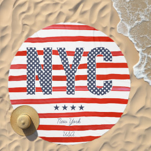 NYC Red, White & Blue Design Beach Towel