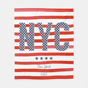 NYC Red, White & Blue Design Fleece Blanket