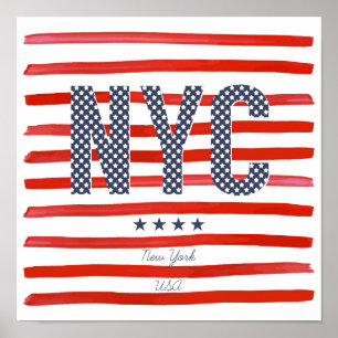 NYC Red, White & Blue Design Poster