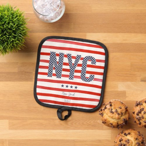 NYC  Red White  Blue Design Pot Holder