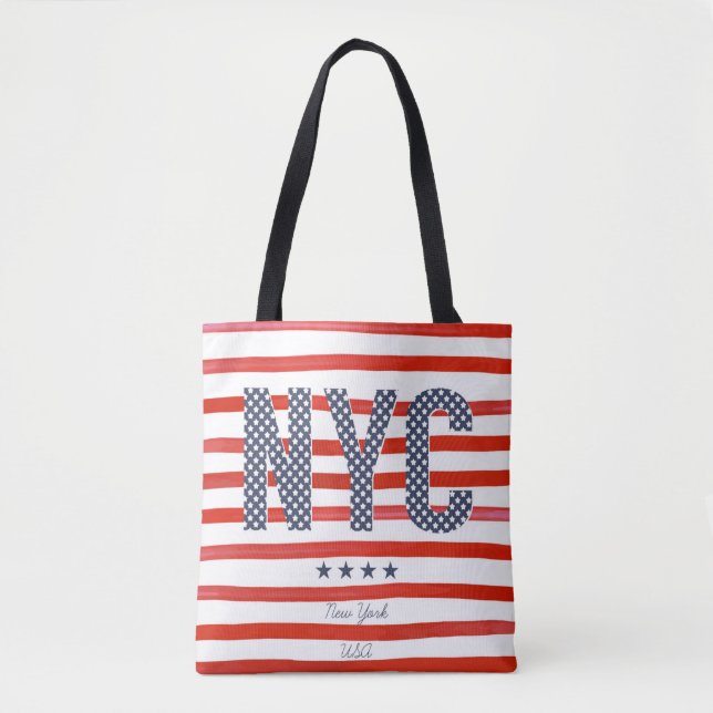 NYC | Red, White & Blue Design Tote Bag (Front)