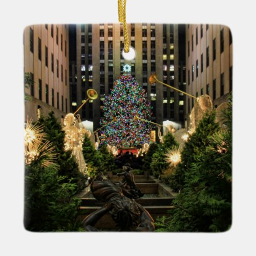 NYC Rockefeller Center Christmas Tree Angels Ceramic Ornament