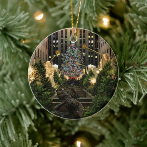 NYC Rockefeller Center Christmas Tree Angels Ceramic Ornament