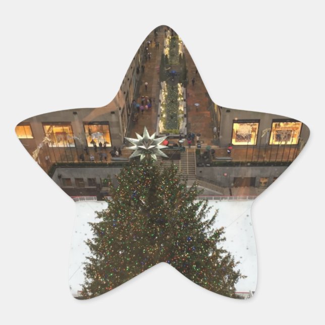 NYC Rockefeller Center Christmas Tree Skating Rink Star Sticker (Front)