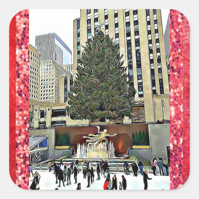 NYC Rockefeller Center Ice Skating Rink Sticker (Front)