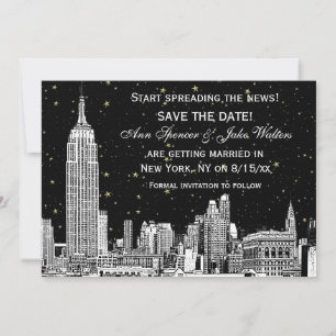 NYC Skyline 01 Etch DIY BG Color Save the Date Blk