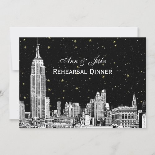 NYC Skyline 01 Etch Starry DIY BG Rehearsal Dinner Invitation