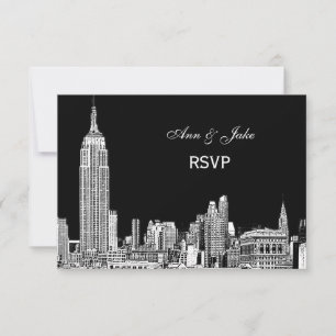 NYC Skyline 01 Etchd DIY BG Color RSVP #2 Card
