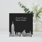 NYC Skyline 01 Etchd DIY BG Color SQ Bridal Shower Invitation (Standing Front)