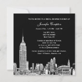 NYC Skyline 01 Etchd DIY BG Color SQ Bridal Shower Invitation (Back)