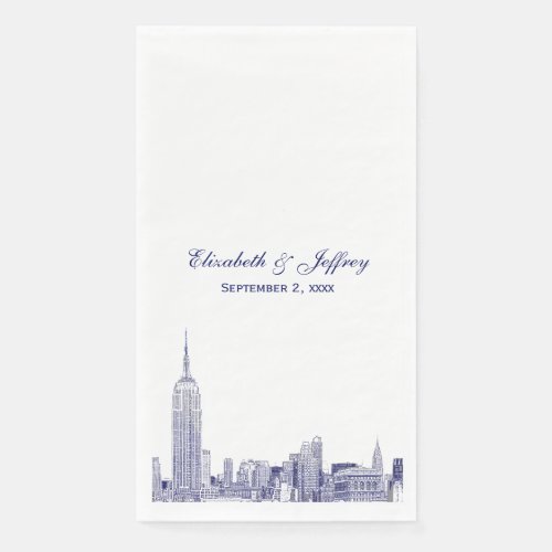 NYC Skyline 01 Etchd DIY BG Color Wedding Blue Paper Guest Towels